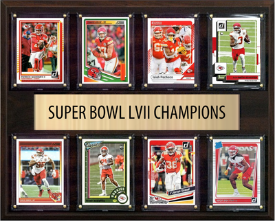 Kansas City Chiefs Super Bowl LVII 57 Champions 12" x 15" Eight-Card Plaque Mahomes Kelce Pacheco Donruss Topps