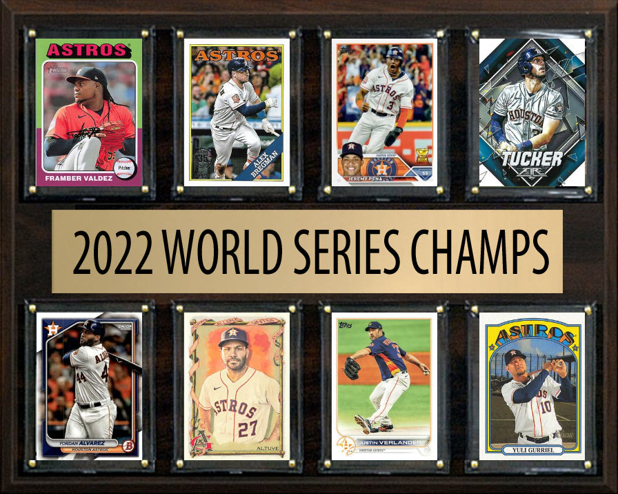 Houston Astros 2022 World Series Plaque 8 Cards Topps Bowman Altuve Verlander Tucker