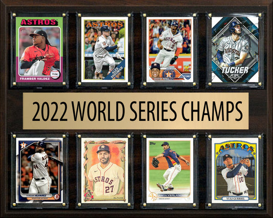 Houston Astros 2022 World Series Plaque 8 Cards Topps Bowman Altuve Verlander Tucker