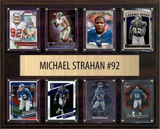 Michael Strahan New York Giants Hall of Fame Fan Gift Plaque 12x15 8 Cards Prizm, Donruss, Score 2024 2025 2026
