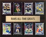 Los Angeles Rams All Time Greats Legends Plaque 8 Cards Eric Dickerson Marshall Faulk Kurt Warner Aaron Donald