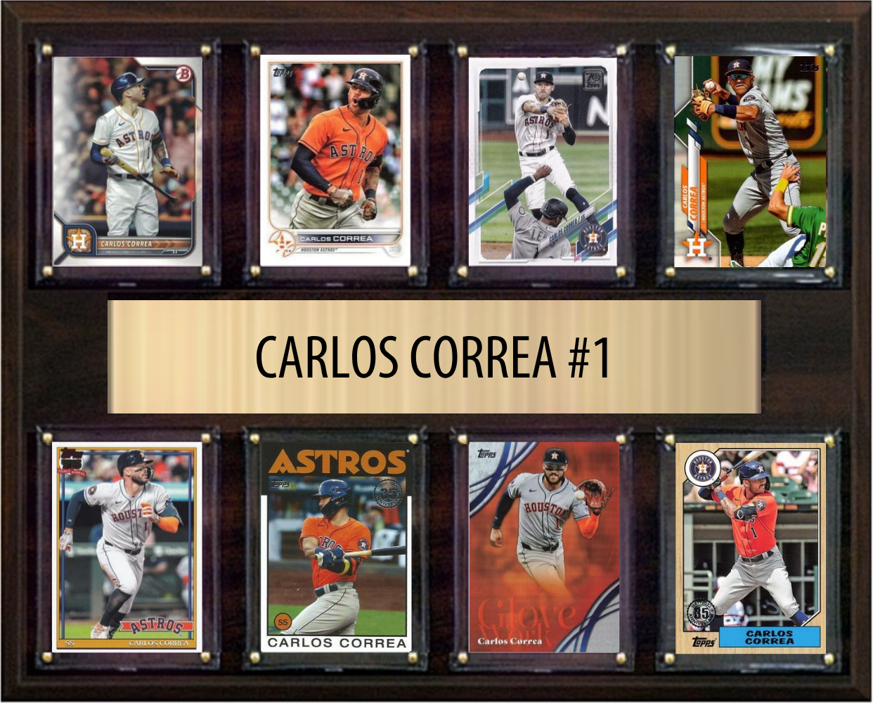 Carlos Correa Houston Astros Fan Gift Plaque 12x15 8 Cards Topps, Bowman 2024 2025 2026