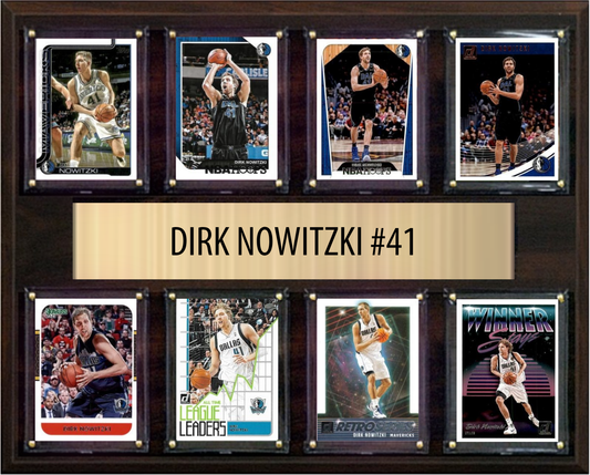 Dirk Nowitzki Dallas Mavericks Hall of Fame Fan Gift Plaque 12x15 8 Cards Hoops, Prizm, Donruss 2024 2025 2026
