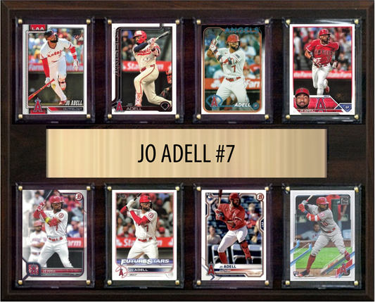 Jo Adell Los Angeles Angels Fan Gift Plaque 12x15 8 Cards Topps, Bowman 2024 2025 2026