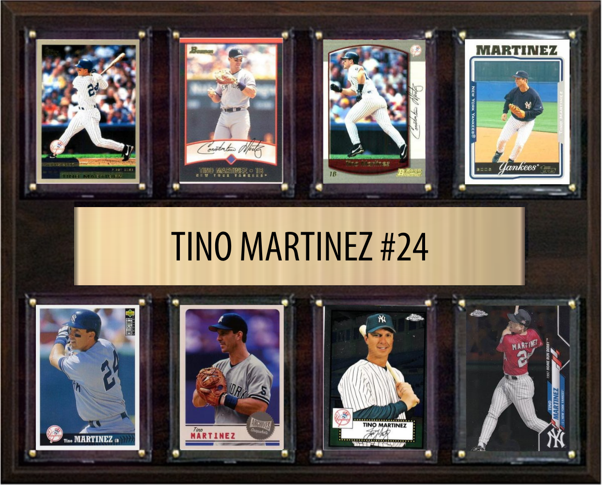 Tino Martinez New York Yankees Fan Gift Plaque 12x15 8 Cards Topps, Bowman 2024 2025 2026