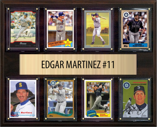 Edgar Martinez Seattle Mariners Hall of Fame Fan Gift Plaque 12x15 8 Cards Topps, Bowman 2024 2025 2026