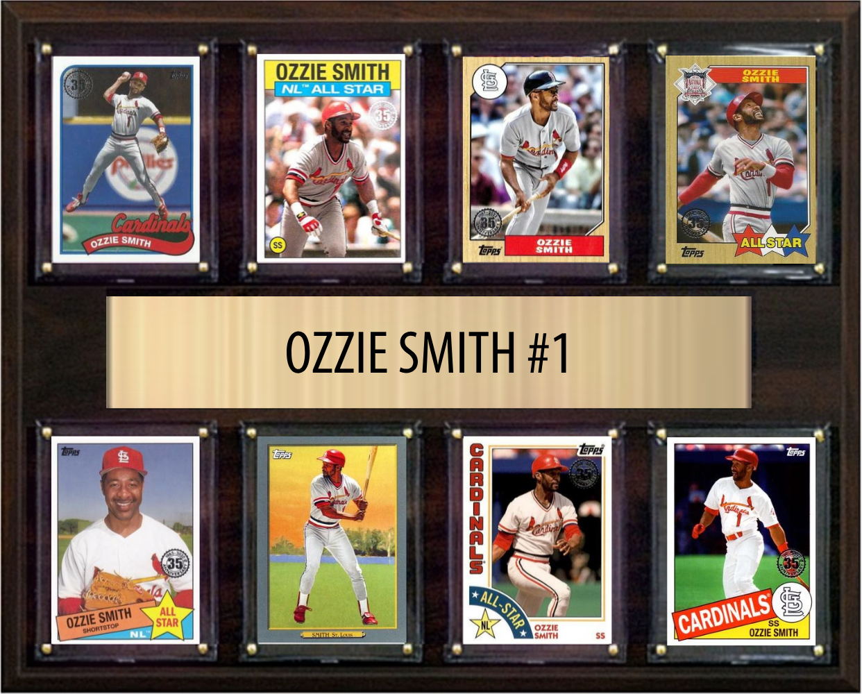 Ozzie Smith St. Louis Cardinals Hall of Fame Fan Gift Plaque 12x15 8 Cards Topps, Bowman 2024 2025 2026