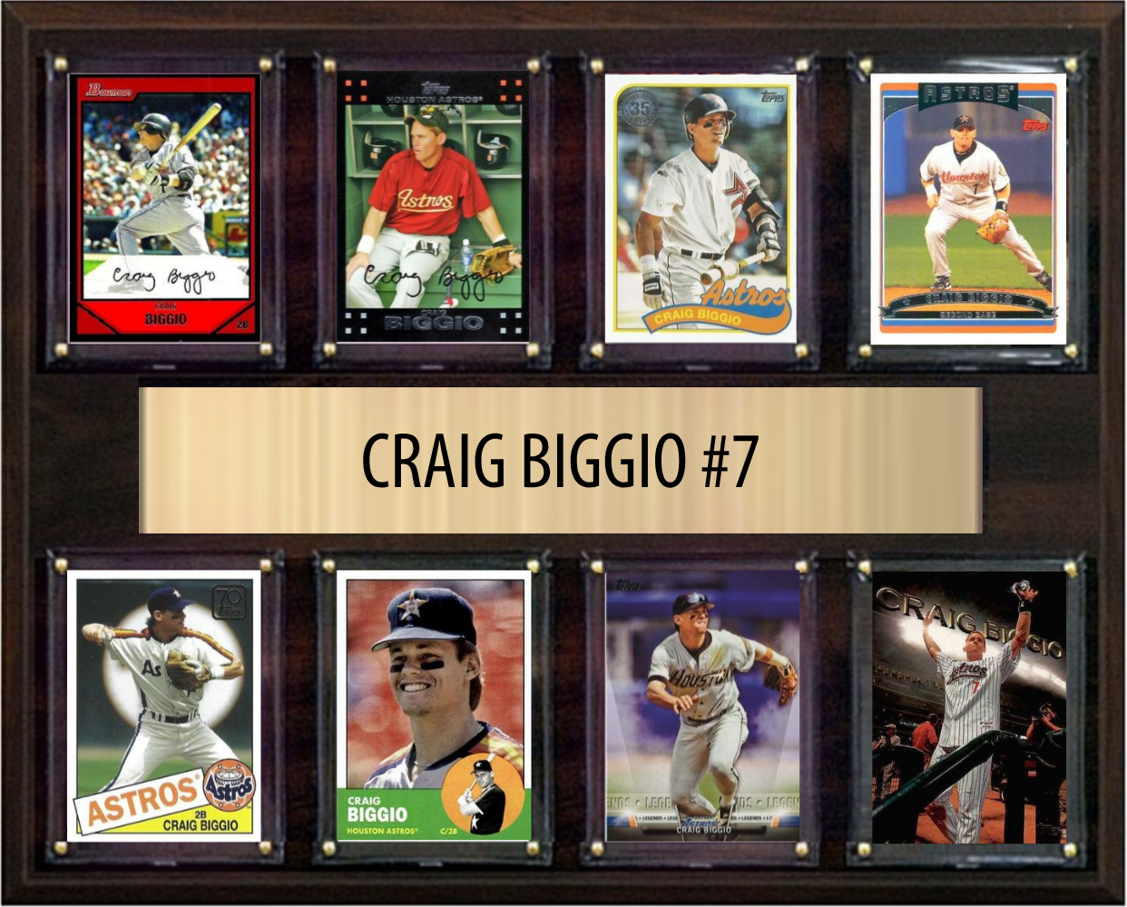 Craig Biggio Houston Astros Hall of Fame Fan Gift Plaque 12x15 8 Cards Topps, Bowman 2024 2025 2026