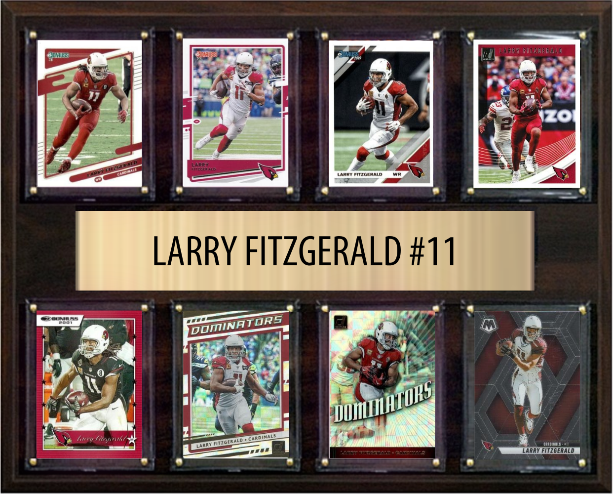Larry Fitzgerald Arizona Cardinals Hall of Fame Fan Gift Plaque 12x15 8 Cards Prizm, Donruss, Score 2024 2025 2026