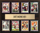 Art Monk Washington Commanders Hall of Fame Fan Gift Plaque 12x15 8 Cards Prizm, Donruss, Score 2024 2025 2026