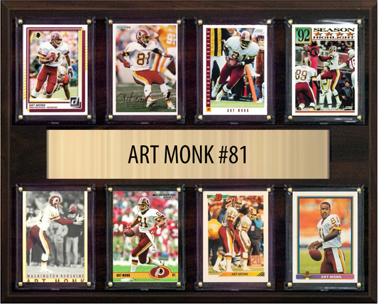 Art Monk Washington Commanders Hall of Fame Fan Gift Plaque 12x15 8 Cards Prizm, Donruss, Score 2024 2025 2026