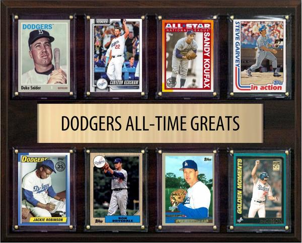 Los Angeles Dodgers All Time Greats Legends Plaque 8 Cards Duke Snider Koufax Jackie Robinson Kershaw