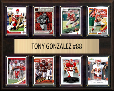 Tony Gonzalez Kansas City Chiefs Hall of Fame Fan Gift Plaque 12x15 8 Cards Prizm, Donruss, Score 2024 2025 2026