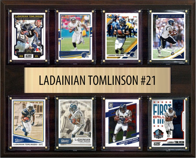 LaDainian Tomlinson Los Angeles Chargers Hall of Fame Fan Gift Plaque 12x15 8 Cards Prizm, Donruss, Score 2024 2025 2026
