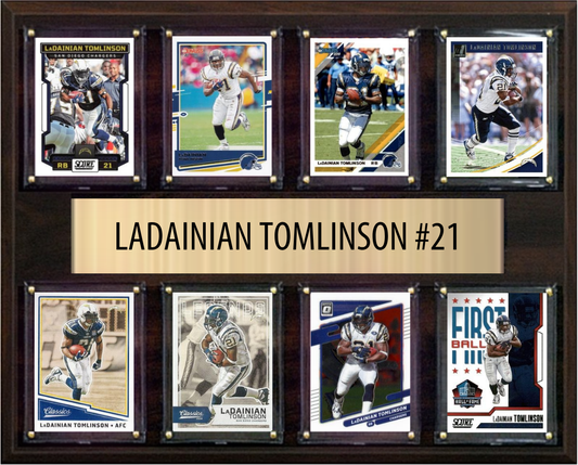 LaDainian Tomlinson Los Angeles Chargers Hall of Fame Fan Gift Plaque 12x15 8 Cards Prizm, Donruss, Score 2024 2025 2026