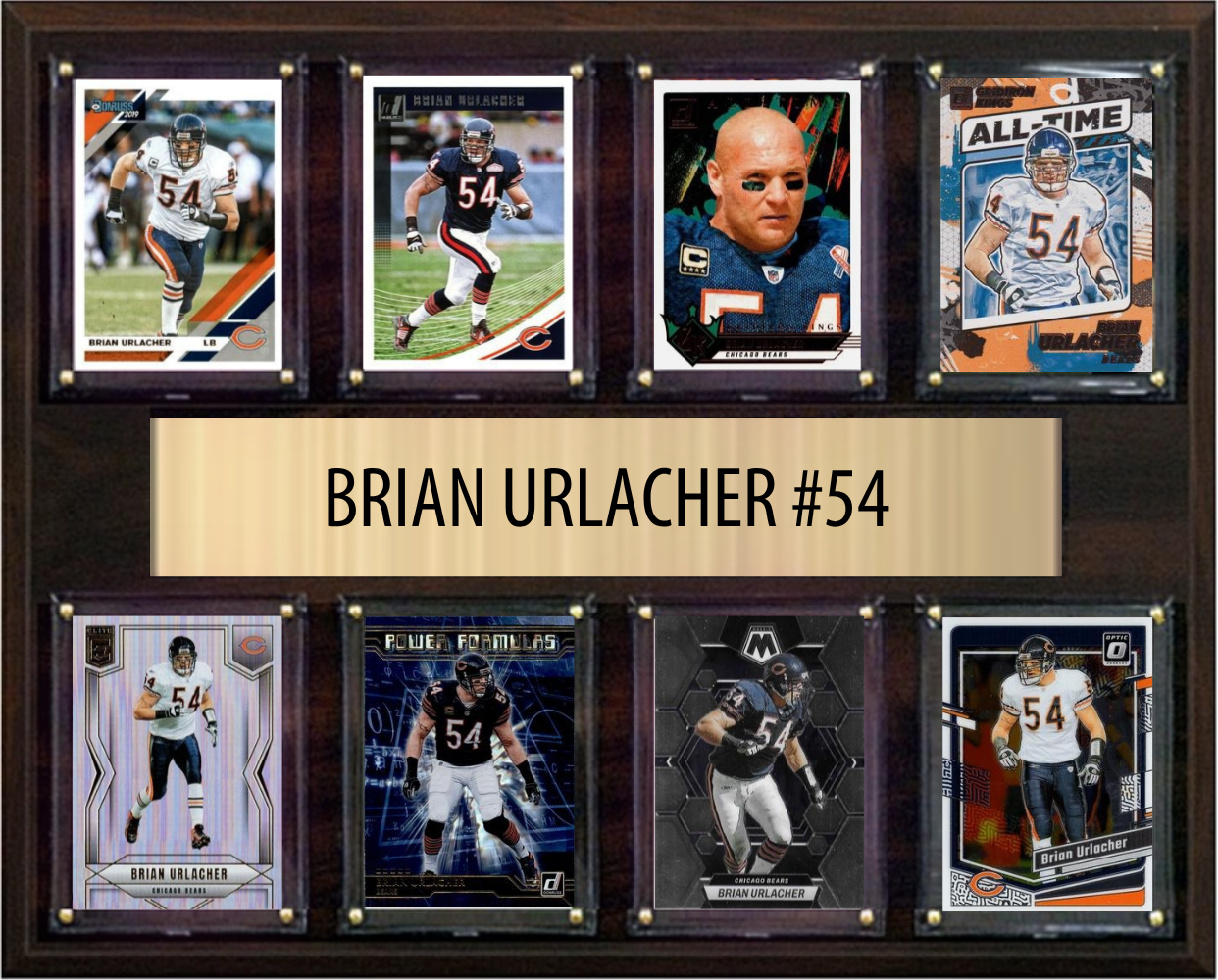 Brian Urlacher Chicago Bears Hall of Fame Fan Gift Plaque 12x15 8 Cards Prizm, Donruss, Score 2024 2025 2026