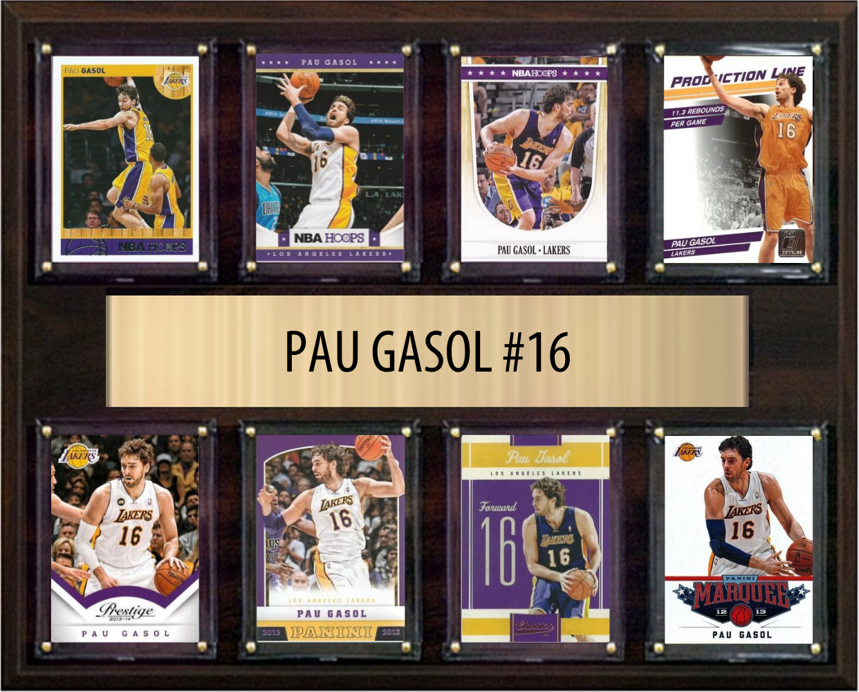 Pau Gasol Los Angeles Lakers Hall of Fame Fan Gift Plaque 12x15 8 Cards Hoops, Prizm, Donruss 2024 2025 2026