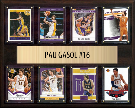 Pau Gasol Los Angeles Lakers Hall of Fame Fan Gift Plaque 12x15 8 Cards Hoops, Prizm, Donruss 2024 2025 2026