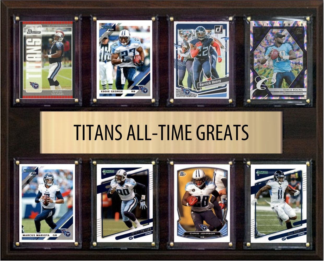 Tennessee Titans All Time Greats Legends Plaque 8 Cards Steve McNair Eddie George Derrick Henry Chris Johnson