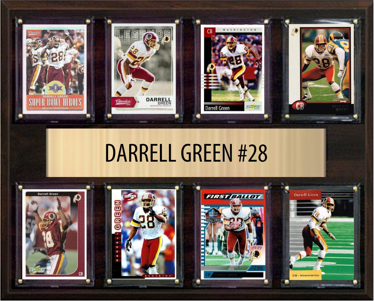 Darrell Green Washington Commanders Hall of Fame Fan Gift Plaque 12x15 8 Cards Prizm, Donruss, Score 2024 2025 2026