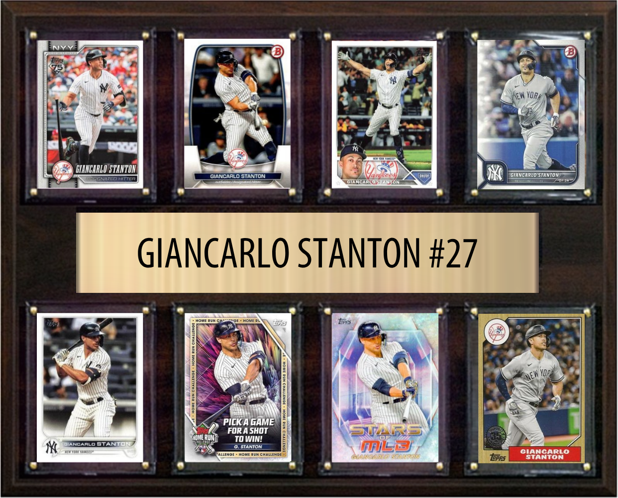 Giancarlo Stanton New York Yankees Fan Gift Plaque 12x15 8 Cards Topps, Bowman 2024 2025 2026