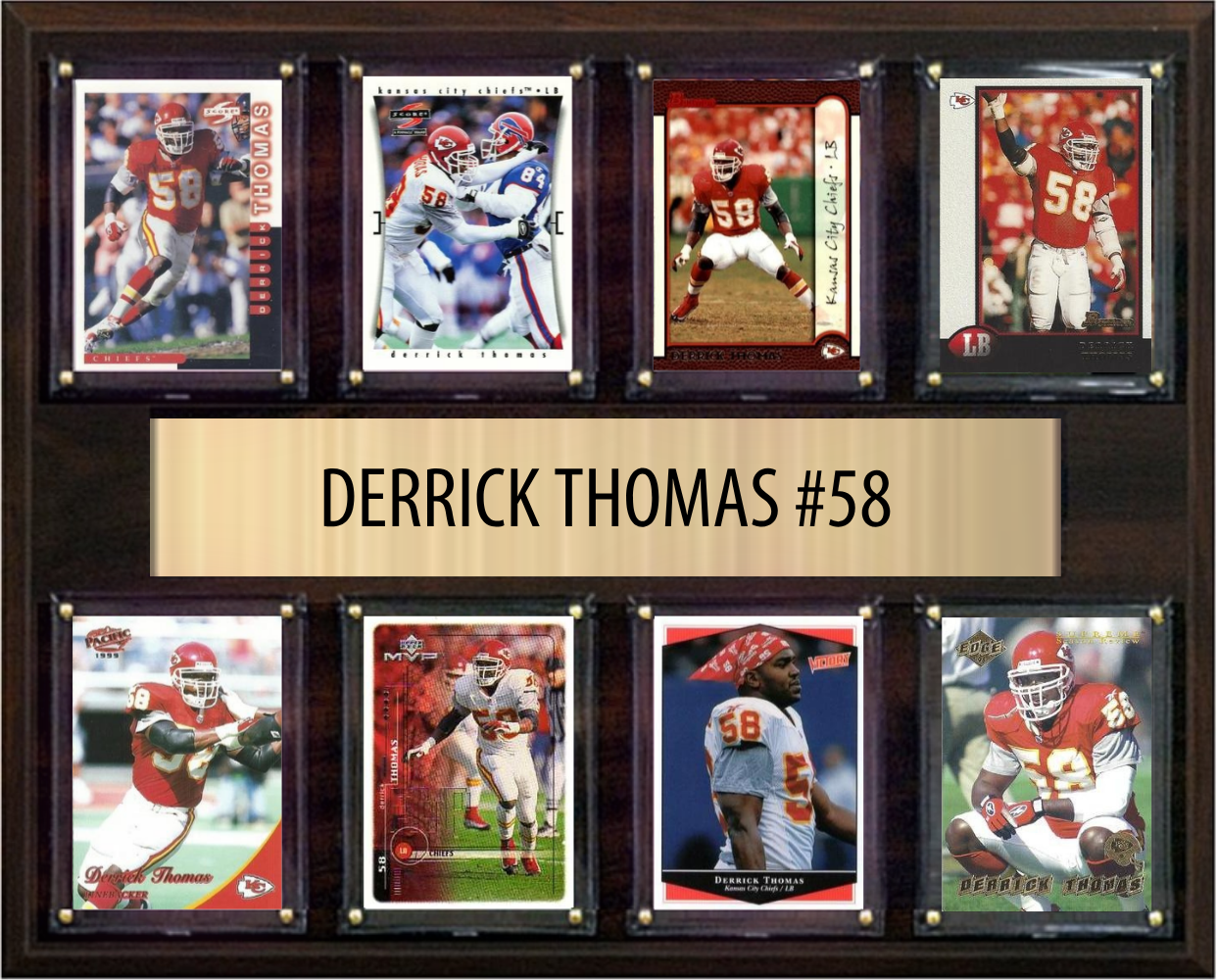 Derrick Thomas Kansas City Chiefs Hall of Fame Fan Gift Plaque 12x15 8 Cards Prizm, Donruss, Score 2024 2025 2026