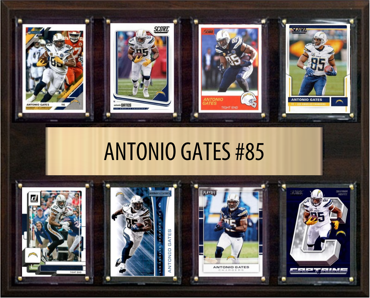 Antonio Gates Los Angeles Chargers Hall of Fame Fan Gift Plaque 12x15 8 Cards Prizm, Donruss, Score 2024 2025 2026