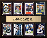 Antonio Gates Los Angeles Chargers Hall of Fame Fan Gift Plaque 12x15 8 Cards Prizm, Donruss, Score 2024 2025 2026
