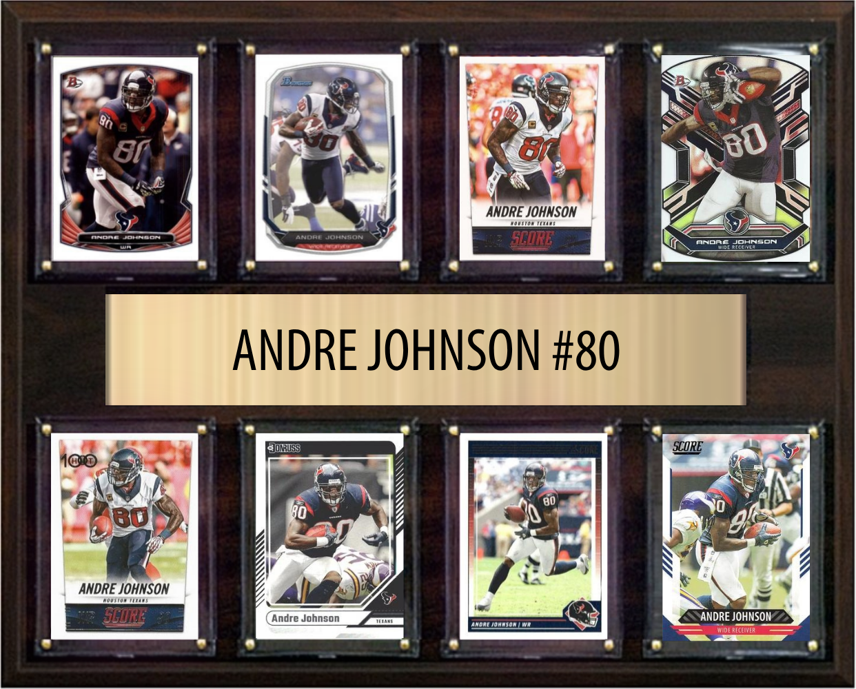 Andre Johnson Houston Texans Hall of Fame Fan Gift Plaque 12x15 8 Cards Prizm, Donruss, Score 2024 2025 2026