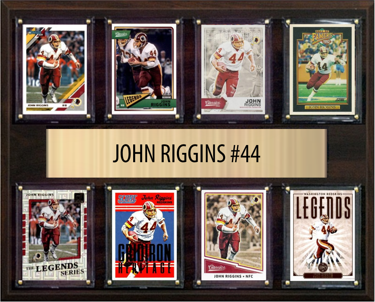 John Riggins Washington Commanders Hall of Fame Fan Gift Plaque 12x15 8 Cards Prizm, Donruss, Score 2024 2025 2026