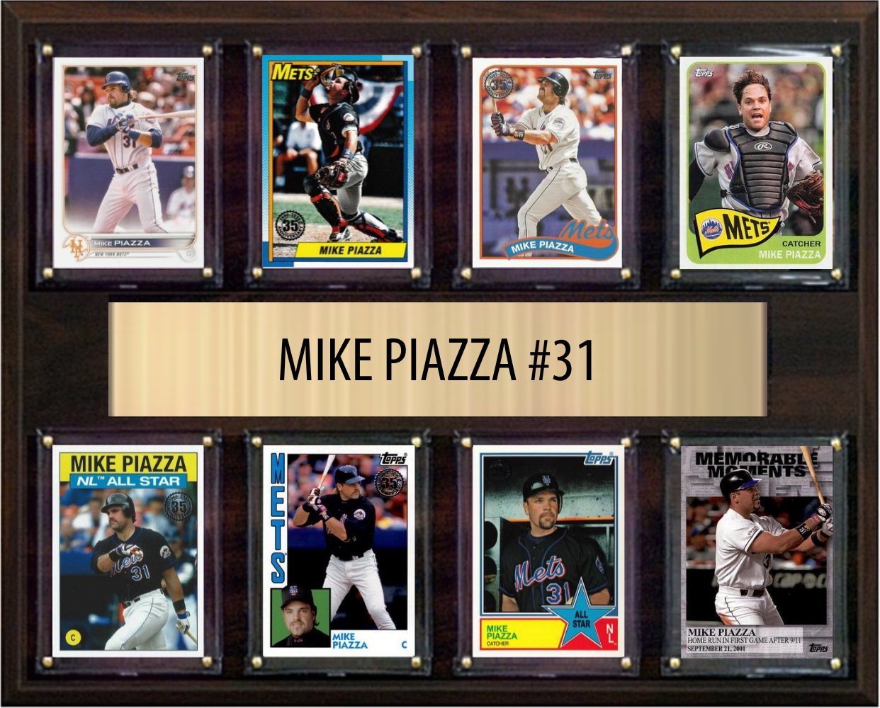 Mike Piazza New York Mets HOF Fan Gift Plaque 12x15 8 Cards Topps Donruss Panini 2024 2025 2026