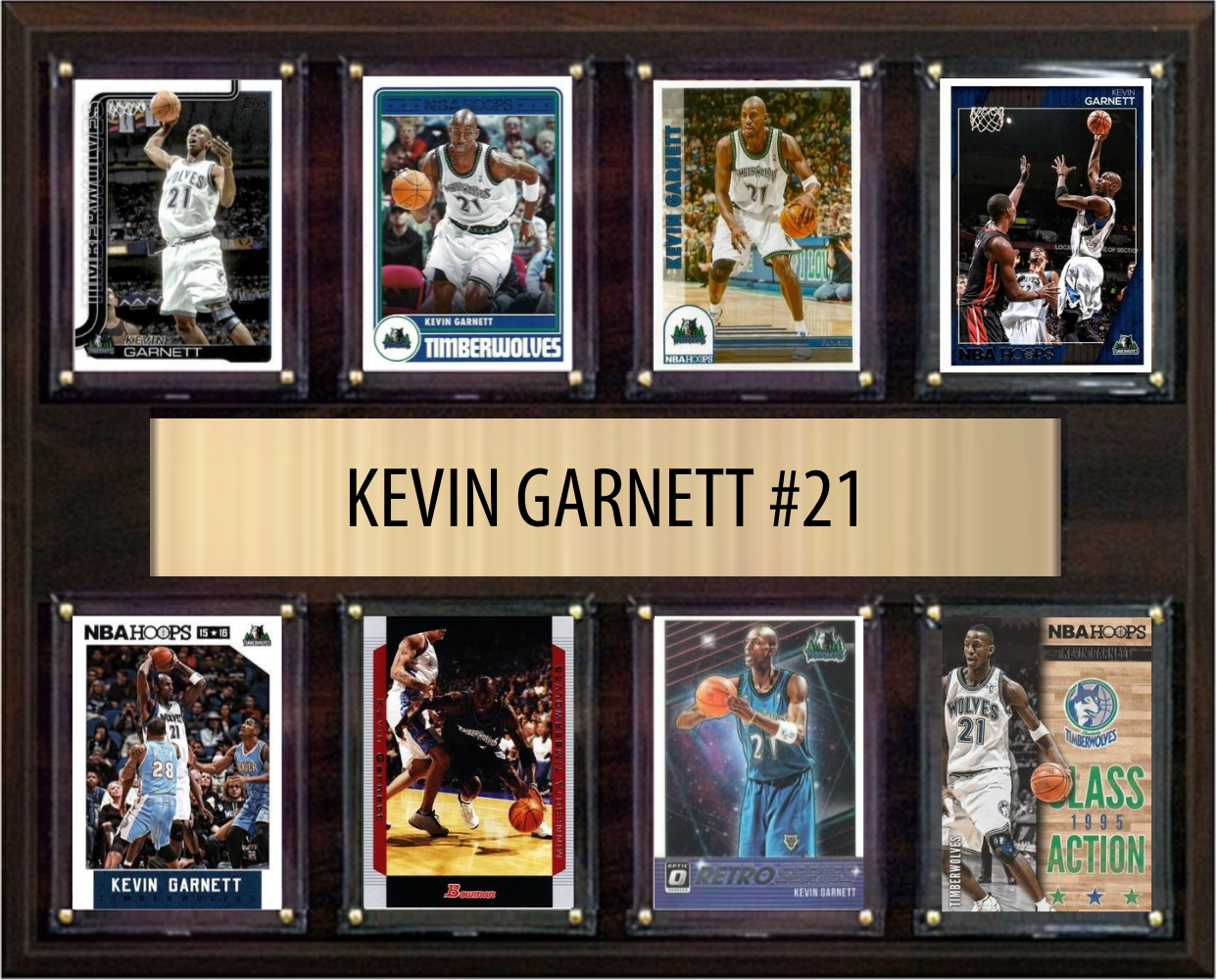 Kevin Garnett Minnesota Timberwolves Hall of Fame Fan Gift Plaque 12x15 8 Cards Hoops, Prizm, Donruss 2024 2025 2026
