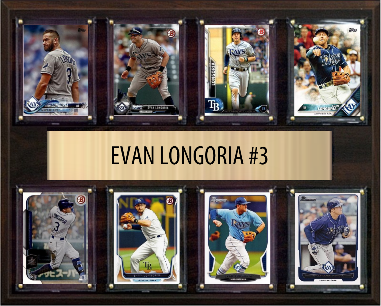 Evan Longoria Tampa Bay Rays Fan Gift Plaque 12x15 8 Cards Topps, Bowman 2024 2025 2026