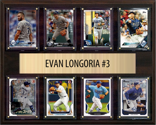 Evan Longoria Tampa Bay Rays Fan Gift Plaque 12x15 8 Cards Topps, Bowman 2024 2025 2026