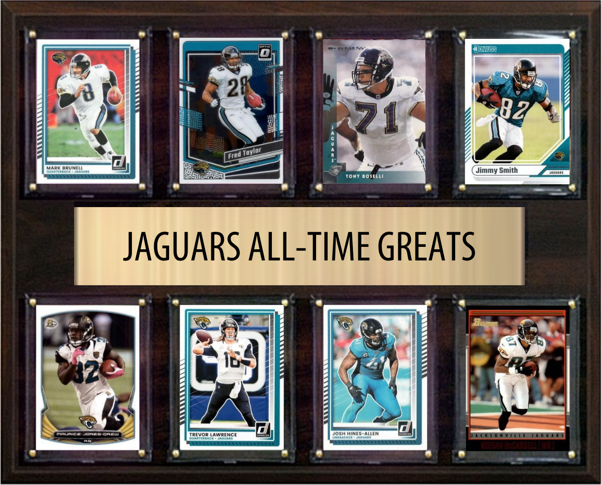 Jacksonville Jaguars All Time Greats Legends Plaque 8 Cards Fred Taylor Mark Brunell Trevor Lawrence Tony Boselli