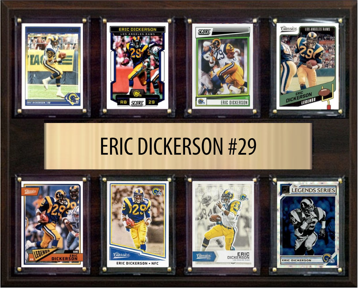 Eric Dickerson Los Angeles Rams Hall of Fame Fan Gift Plaque 12x15 8 Cards Prizm, Donruss, Score 2024 2025 2026
