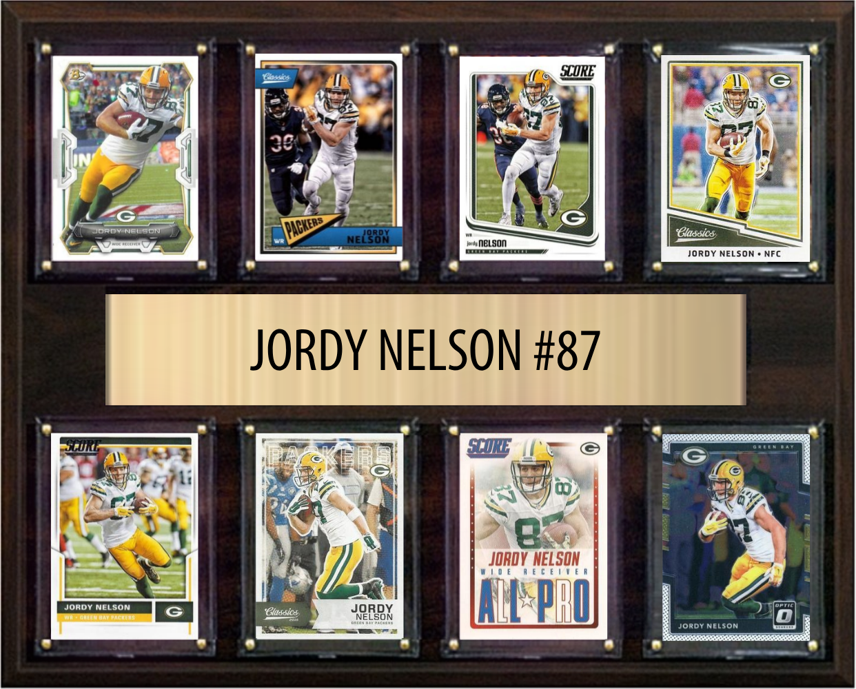 Jordy Nelson Green Bay Packers Fan Gift Plaque 12x15 8 Cards Prizm, Donruss, Score 2024 2025 2026