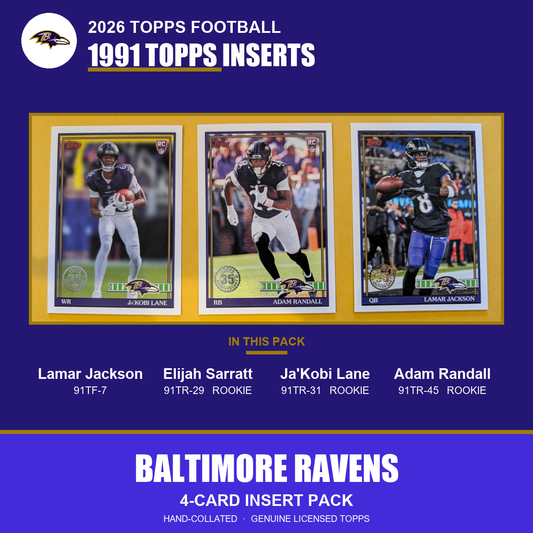 Baltimore Ravens 2026 Topps Football 1991 Topps insert pack