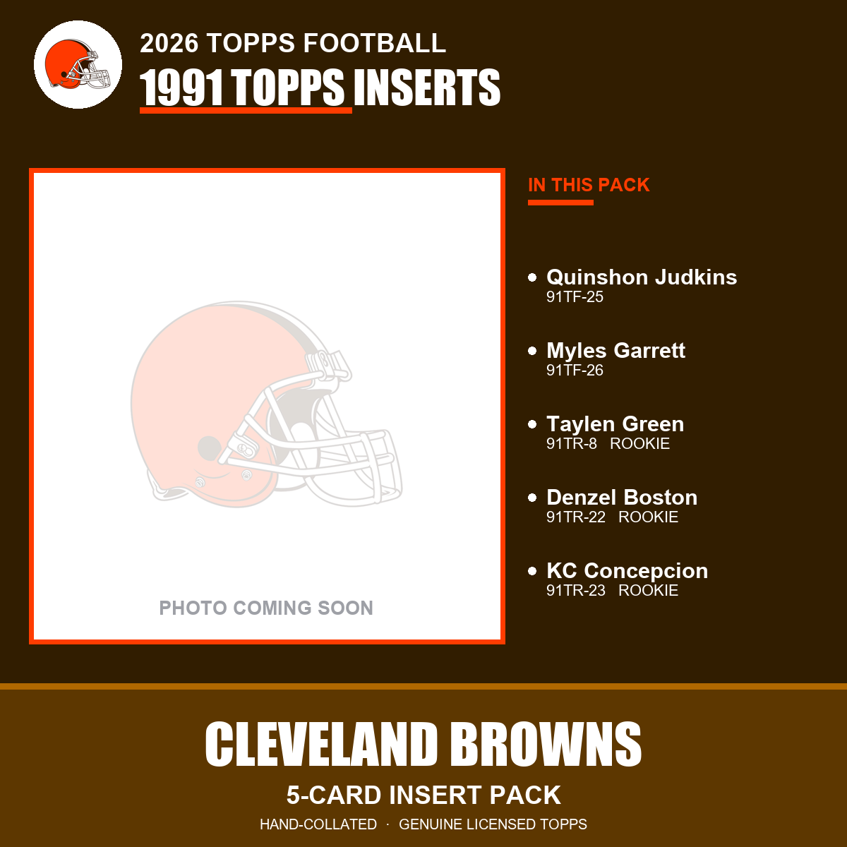 Cleveland Browns 2026 Topps Football 1991 Topps insert pack