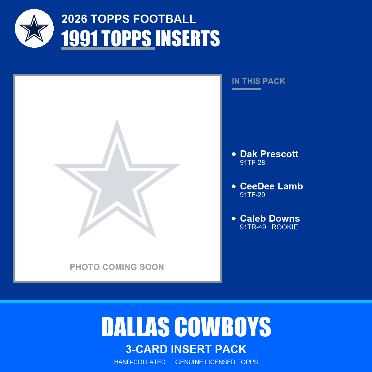 Dallas Cowboys 2026 Topps Football 1991 Topps insert pack