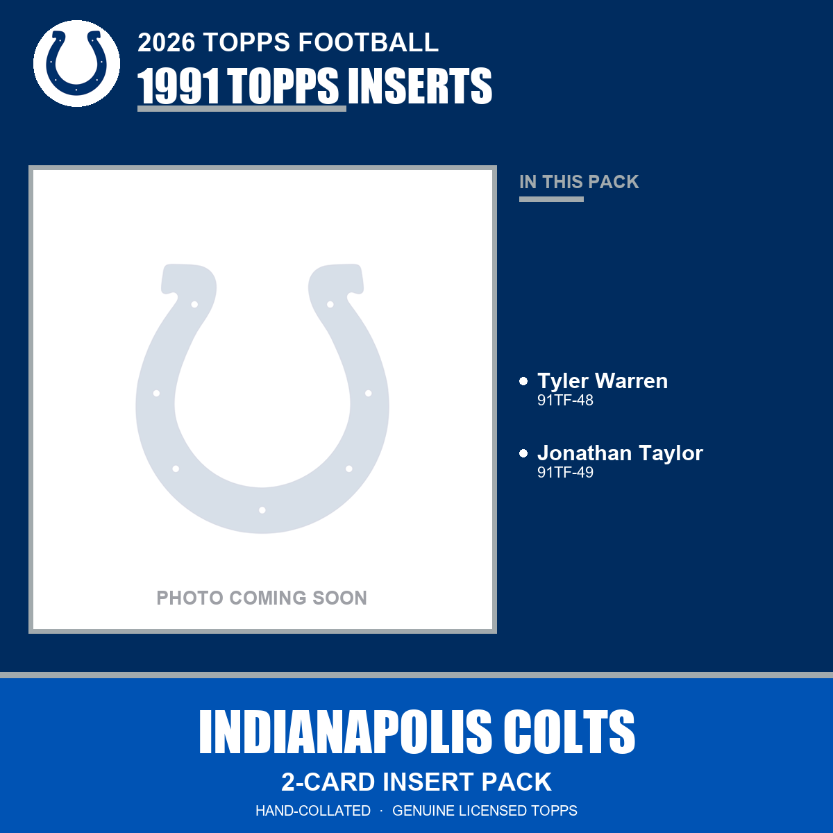 Indianapolis Colts 2026 Topps Football 1991 Topps insert pack