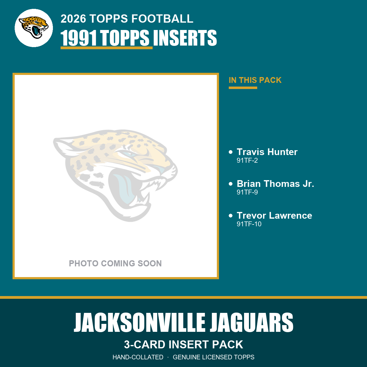Jacksonville Jaguars 2026 Topps Football 1991 Topps insert pack