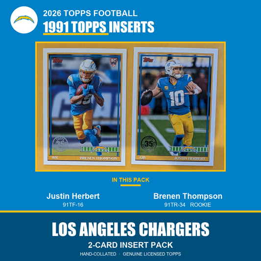 Los Angeles Chargers 2026 Topps Football 1991 Topps insert pack