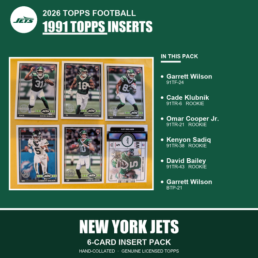 New York Jets 2026 Topps Football 1991 Topps insert pack
