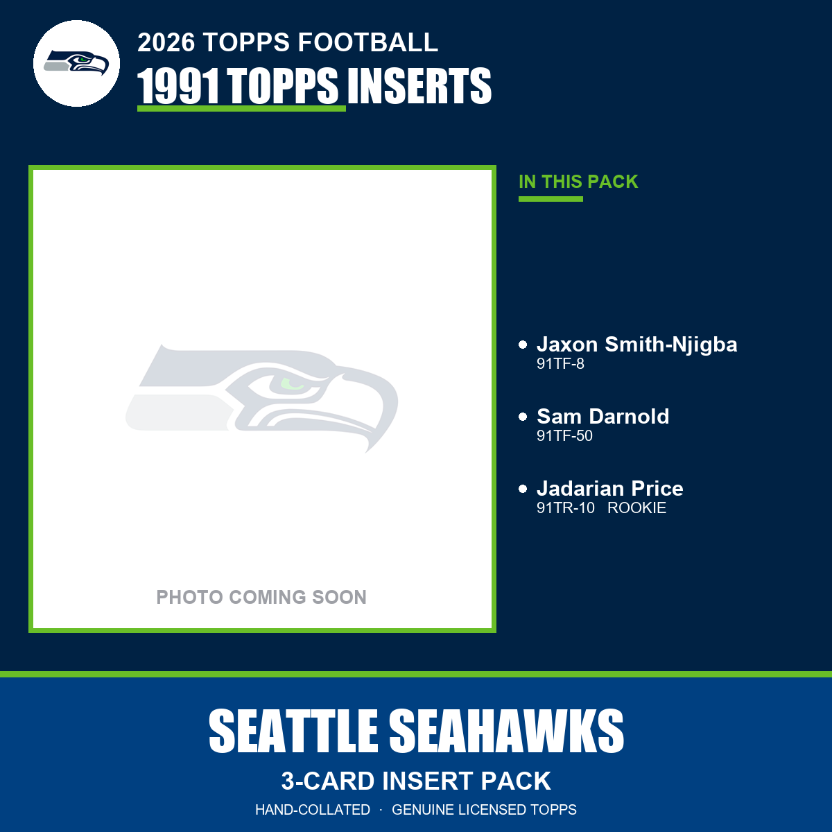Seattle Seahawks 2026 Topps Football 1991 Topps insert pack