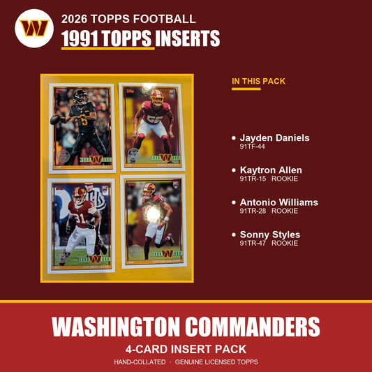 Washington Commanders 2026 Topps Football 1991 Topps insert pack