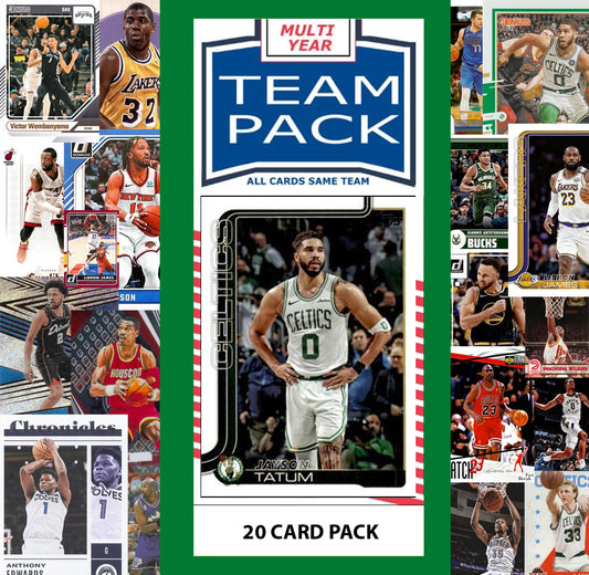 20 Card Multiyear Team Pack Boston Celtics 2025 2026 2024 Topps Panini Tatum Bird plaque