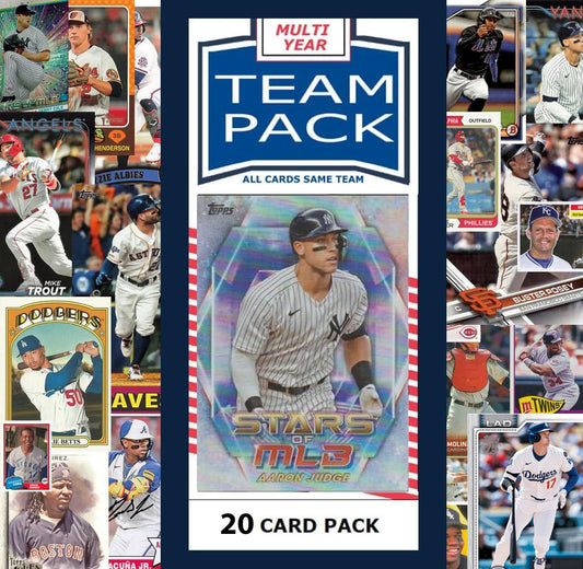 20 Card Multiyear Team Pack Yankees Aaron Judge 2025 2024 2023 Topps Chrome Heritage hand-collated team set