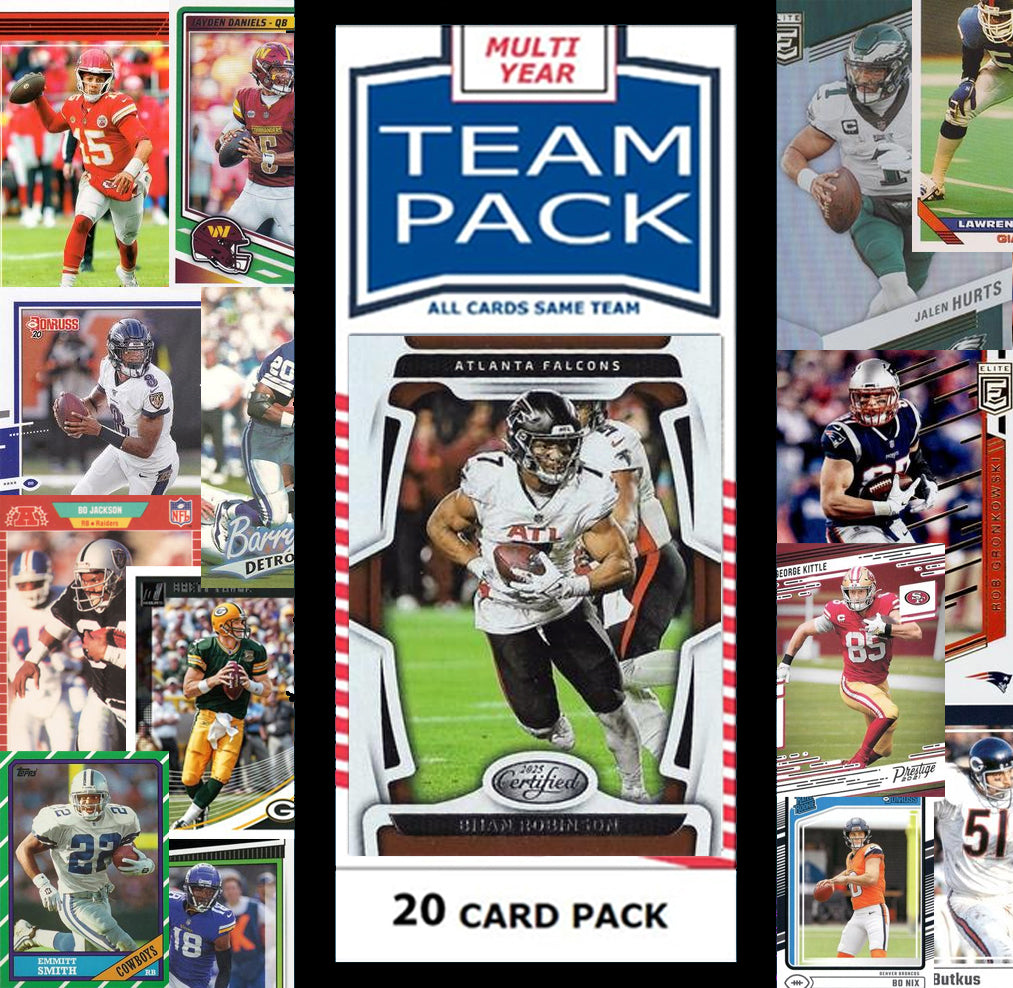 20 Card Team Pack Atlanta Falcons 2025 Score 2024 Donruss Bijan RObinson plaque
