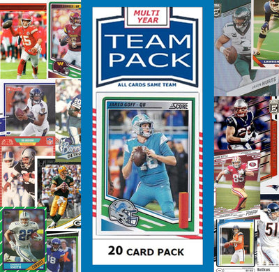 20 Card Team Pack Detroit Lions 2025 Score 2024 Donruss Jared Goff Barry Sanders plaque